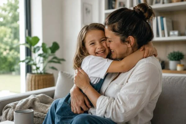 happy child with parent after parenting plans Merthyr Tydfil